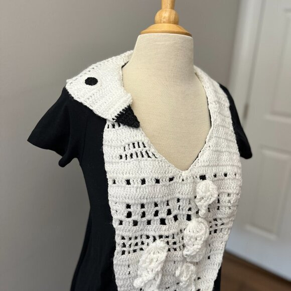 Crochet Swan Unique Quirky Black Dress Sz Small - Picture 9 of 12